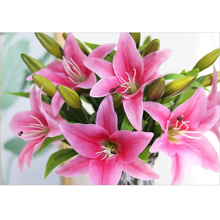 Amazon｜百合 ユリ 花束 ブーケ 造花 枯れない花 人工観葉植物